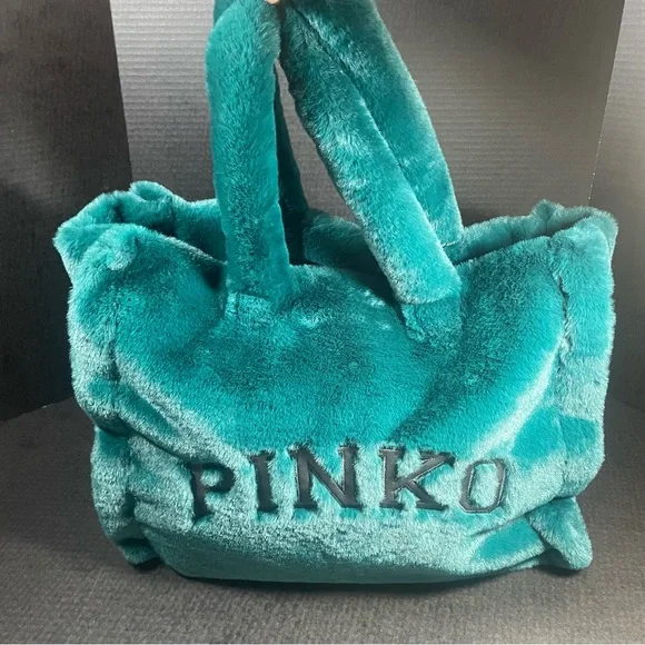 GREAT GIFT! HOST PICK!! BNWT Pinko Debossed faux fur plush tote green PRICE FIRM - Picture 3 of 16